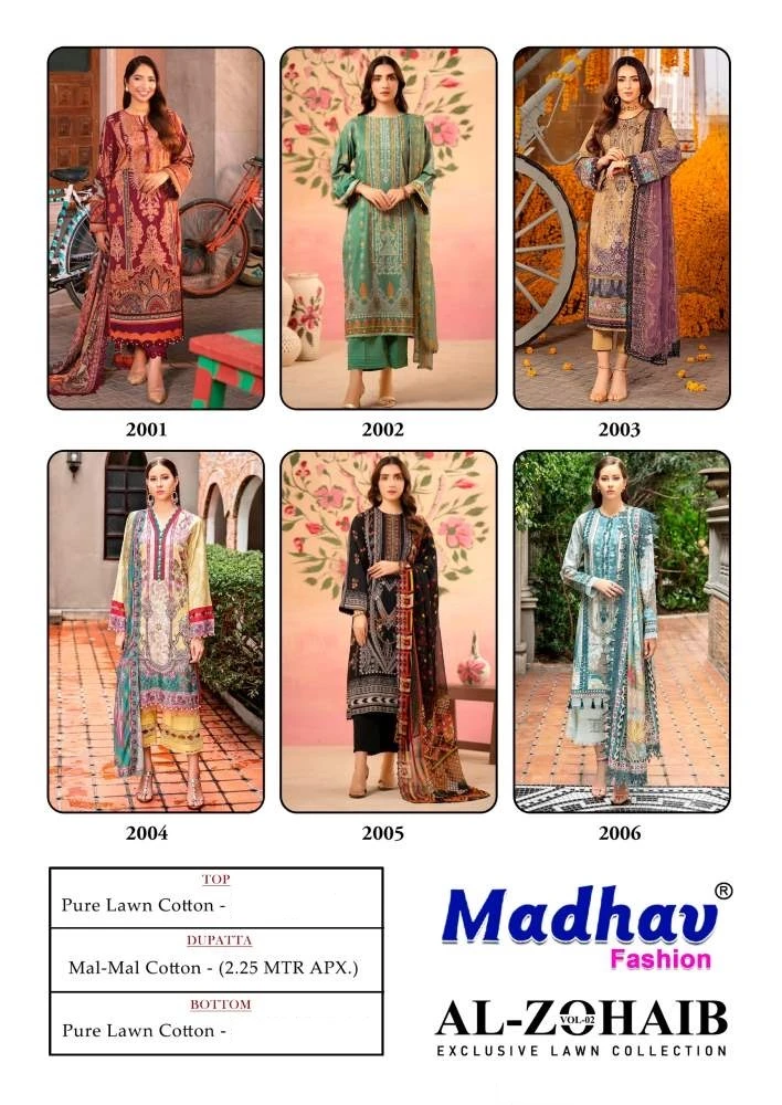 Madhav  Al-Zohaib Vol 2 Cotton Wholesale Readymade Pakistani Salwar Suit Catalog